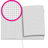 Notizbuch DIN A4 hoch, Umschlag: Hardcover 4/0-farbig, Inhalt: 128 karierte Inhaltsseiten inkl. Abrissperforation (1 cm vom Bund)