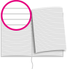 Notizbuch DIN A5 hoch, Umschlag: Hardcover 4/0-farbig, Inhalt: 128 linierte Inhaltsseiten inkl. Abrissperforation (1 cm vom Bund)