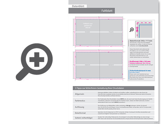 Product Bild hochglanz-uv-lack_faltblatt__gefalzt_auf_din_a6_quer__vertikaler_mittelfalz__4-seitig