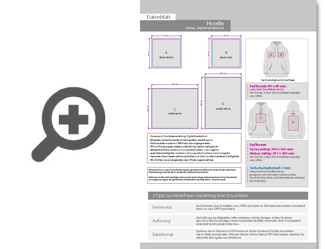 Product Bild damen_hoodie__basic_-_mit_einer_druckposition