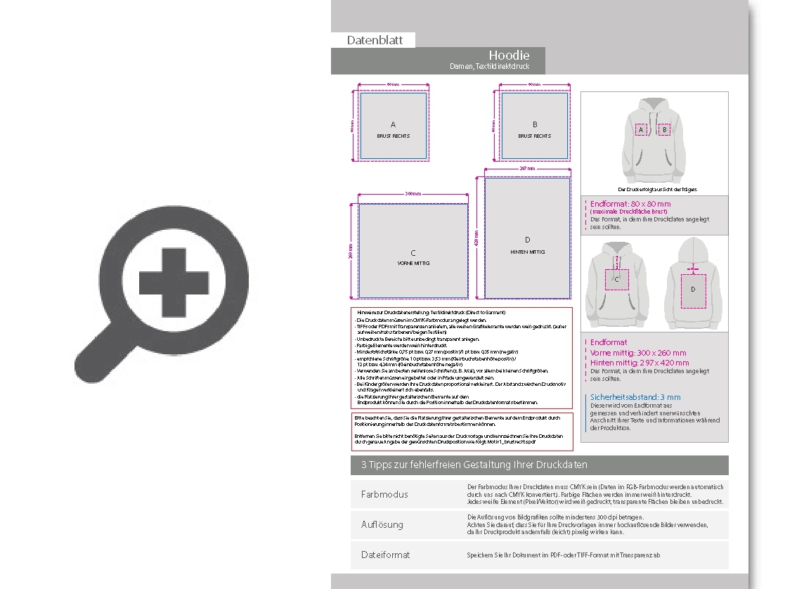 Product Bild hoodie_damen__basic_-_mit_einer_druckposition