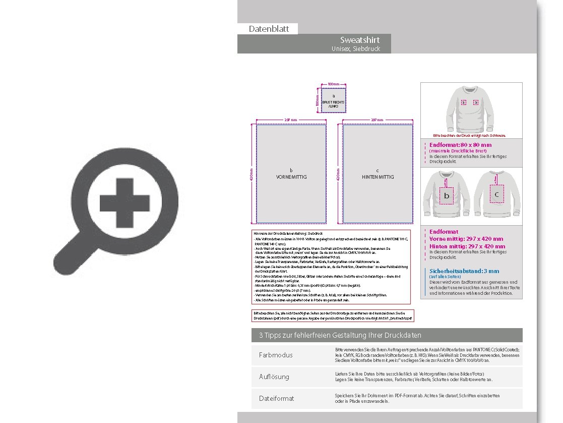 Product Bild sweatshirt_unisex_wei____basic_-_fruit_of_the_loom__mit_einer_druckposition_1-farbig